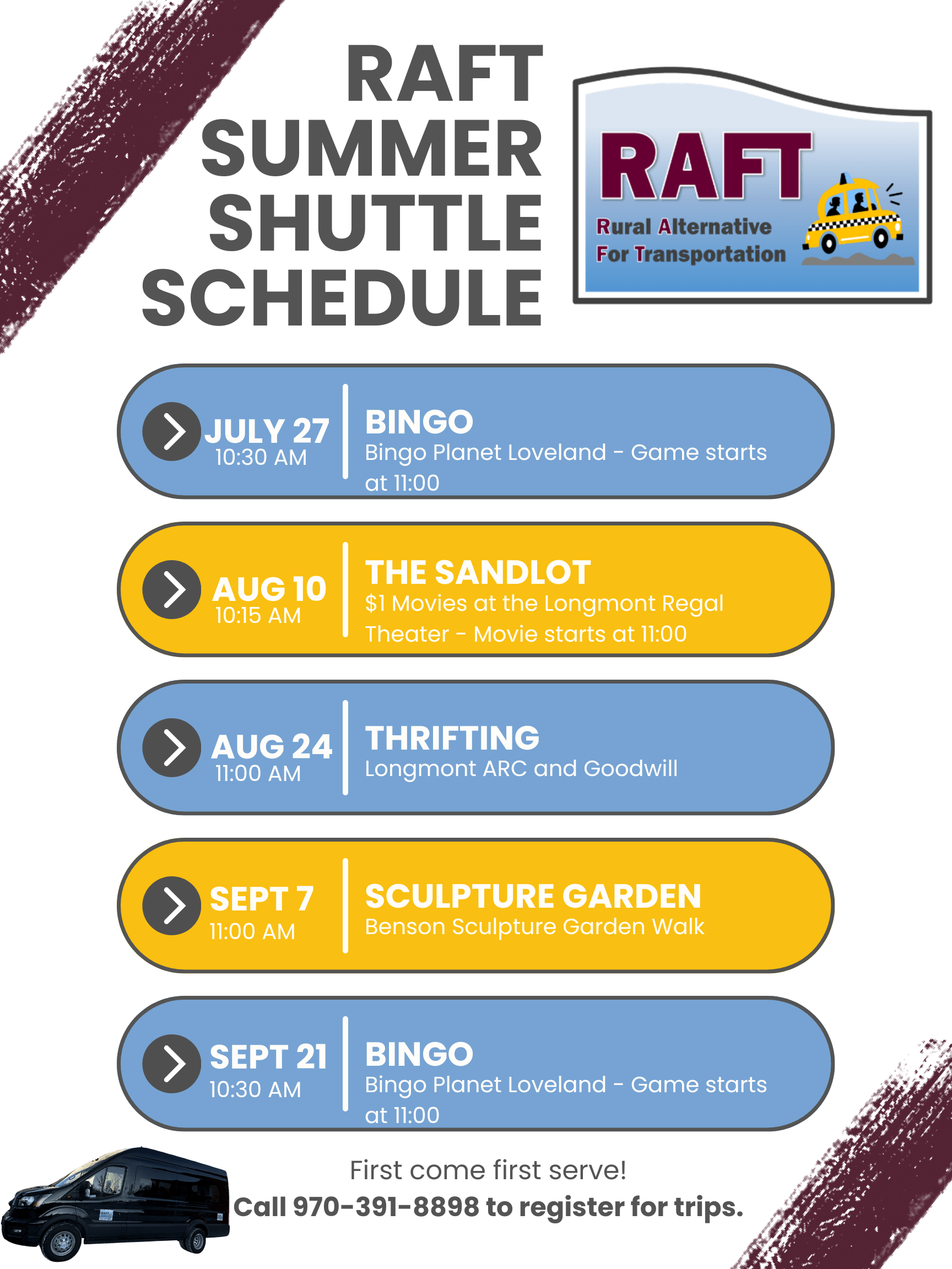 Summer Shuttle Schedule 2